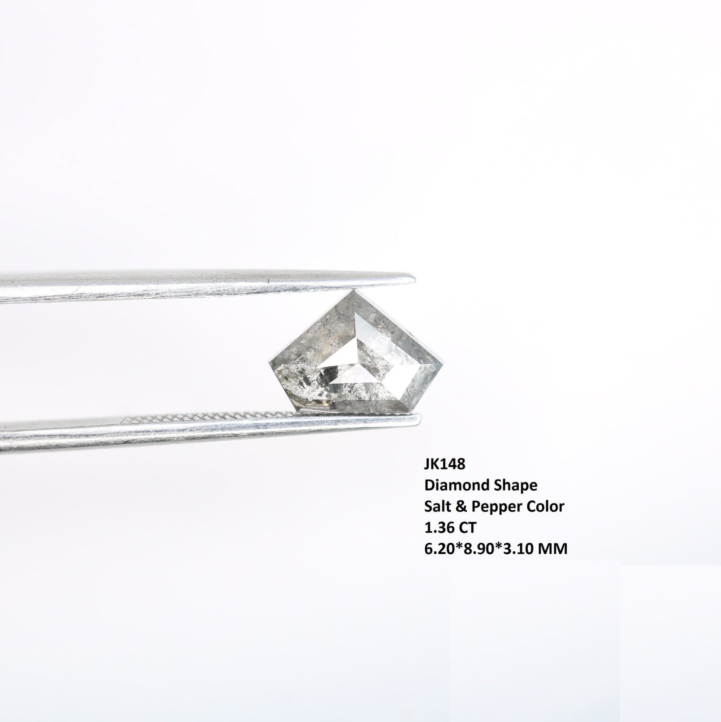 1.36 CT Unique Shield Cut Salt and Pepper Diamond For handmade necklace pendant Black/Grey crystal Diamond for Engagement Gold Ring Gift