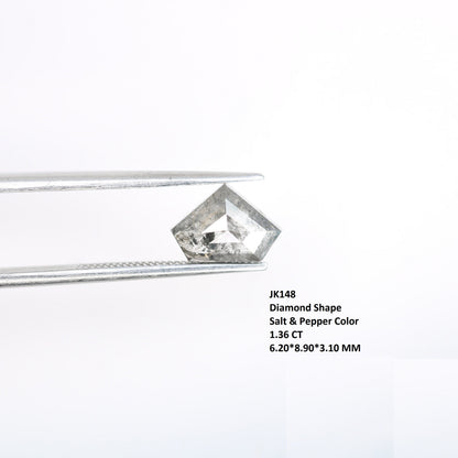 1.36 CT Unique Shield Cut Salt and Pepper Diamond For handmade necklace pendant Black/Grey crystal Diamond for Engagement Gold Ring Gift