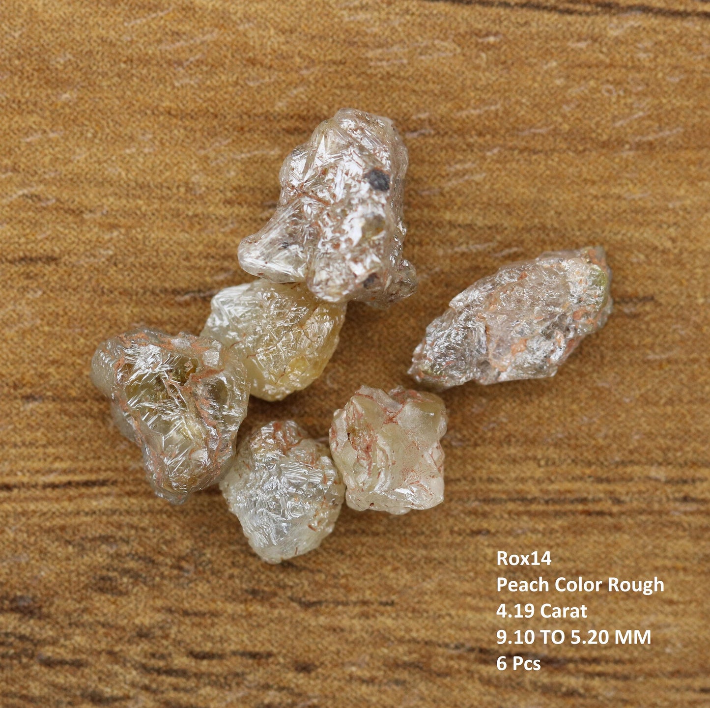 4.19 CT 5.20 TO 9.10 MM Peach Rough Loose Diamond For Engagement RingFor Gold Ring Diamonds