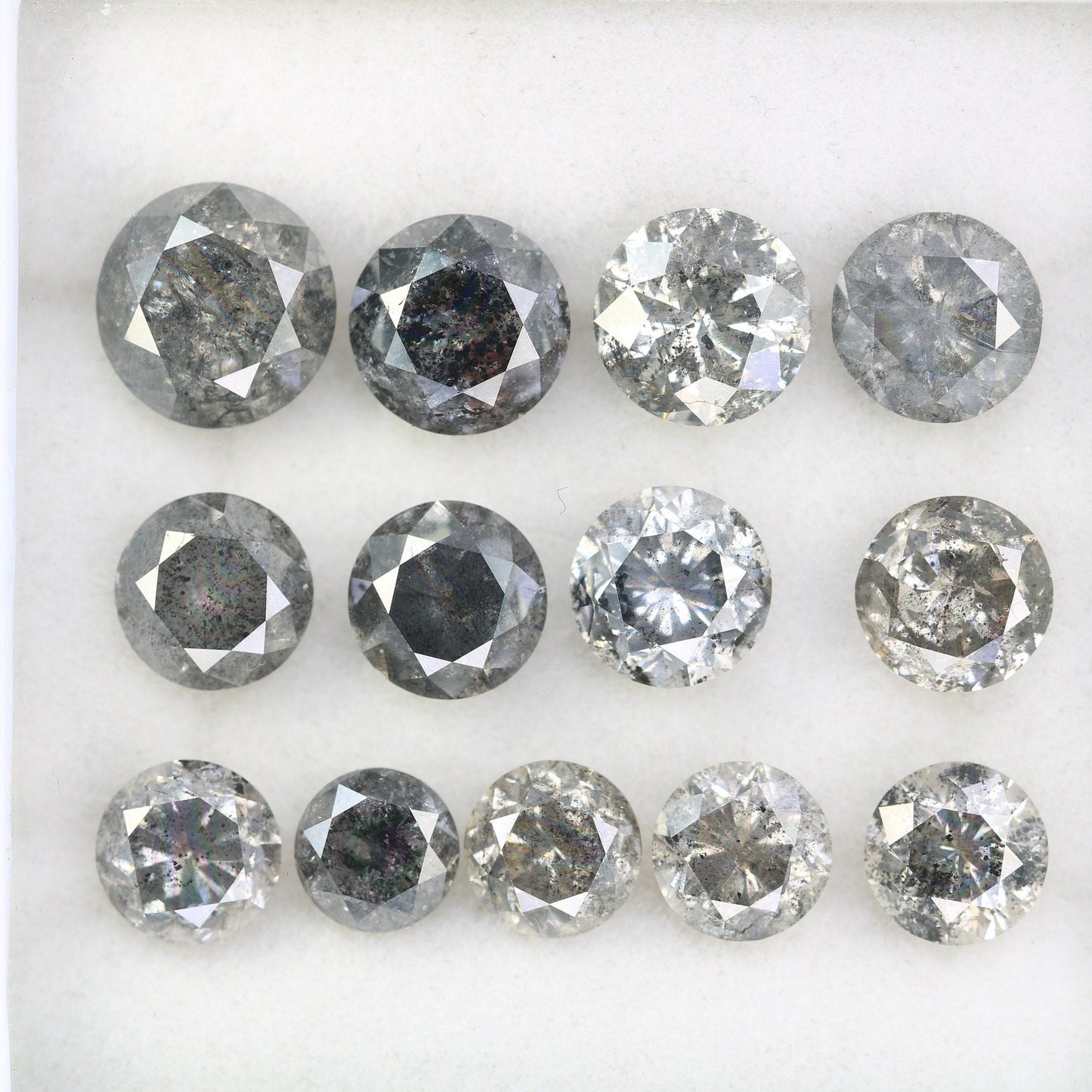 1.01 CT To 2.92 CT Salt And Pepper Round Brilliant Cut Diamond | Diamond For Sale | Round Diamond Band | Round Diamond Lot | Huge Diamond