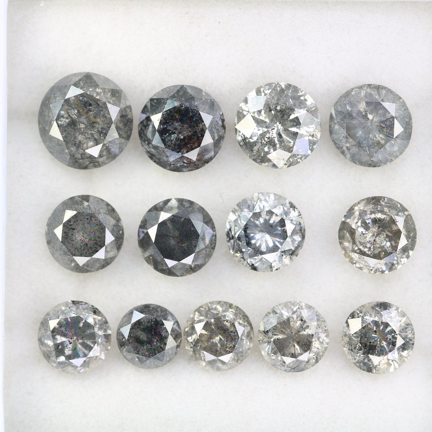 1.01 CT To 2.92 CT Salt And Pepper Round Brilliant Cut Diamond | Diamond For Sale | Round Diamond Band | Round Diamond Lot | Huge Diamond