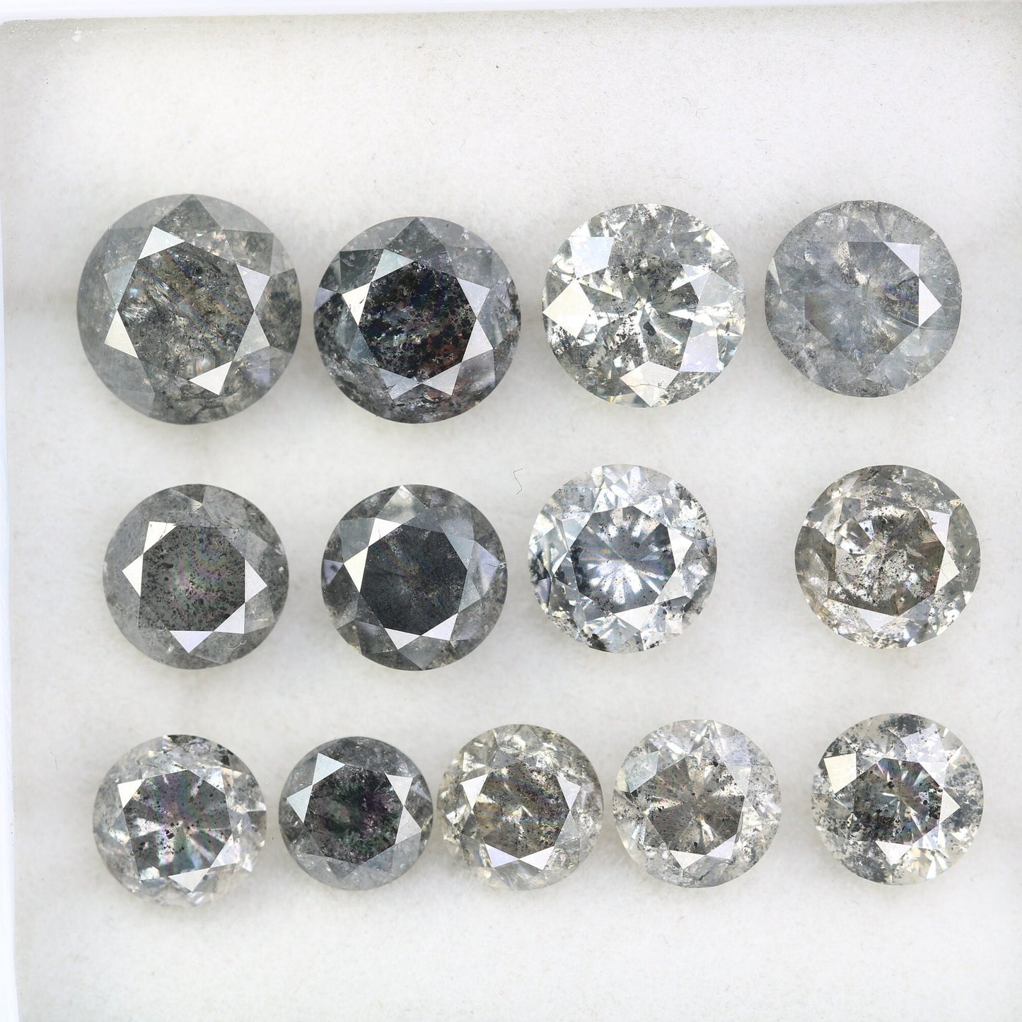 1.01 CT To 2.92 CT Salt And Pepper Round Brilliant Cut Diamond | Diamond For Sale | Round Diamond Band | Round Diamond Lot | Huge Diamond