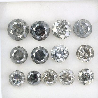 1.01 CT To 2.92 CT Salt And Pepper Round Brilliant Cut Diamond | Diamond For Sale | Round Diamond Band | Round Diamond Lot | Huge Diamond