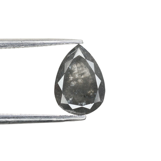 1.15 CT Pear Shape Salt and Pepper Natural Galaxy Diamond for Proposal Ring | Pear Halo Ring | Gift for Wife | Birthday Gift | Wedding Gift