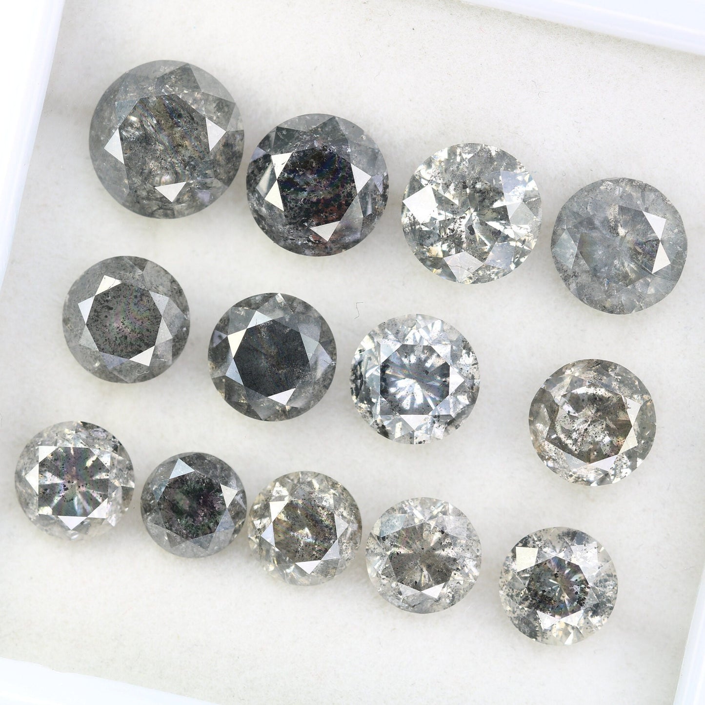 1.01 CT To 2.92 CT Salt And Pepper Round Brilliant Cut Diamond | Diamond For Sale | Round Diamond Band | Round Diamond Lot | Huge Diamond