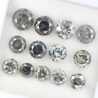 1.01 CT To 2.92 CT Salt And Pepper Round Brilliant Cut Diamond | Diamond For Sale | Round Diamond Band | Round Diamond Lot | Huge Diamond