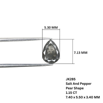 1.15 CT Pear Shape Salt and Pepper Natural Galaxy Diamond for Proposal Ring | Pear Halo Ring | Gift for Wife | Birthday Gift | Wedding Gift