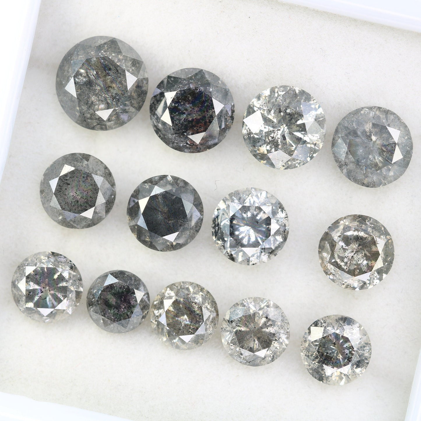 1.01 CT To 2.92 CT Salt And Pepper Round Brilliant Cut Diamond | Diamond For Sale | Round Diamond Band | Round Diamond Lot | Huge Diamond