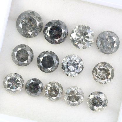 1.01 CT To 2.92 CT Salt And Pepper Round Brilliant Cut Diamond | Diamond For Sale | Round Diamond Band | Round Diamond Lot | Huge Diamond