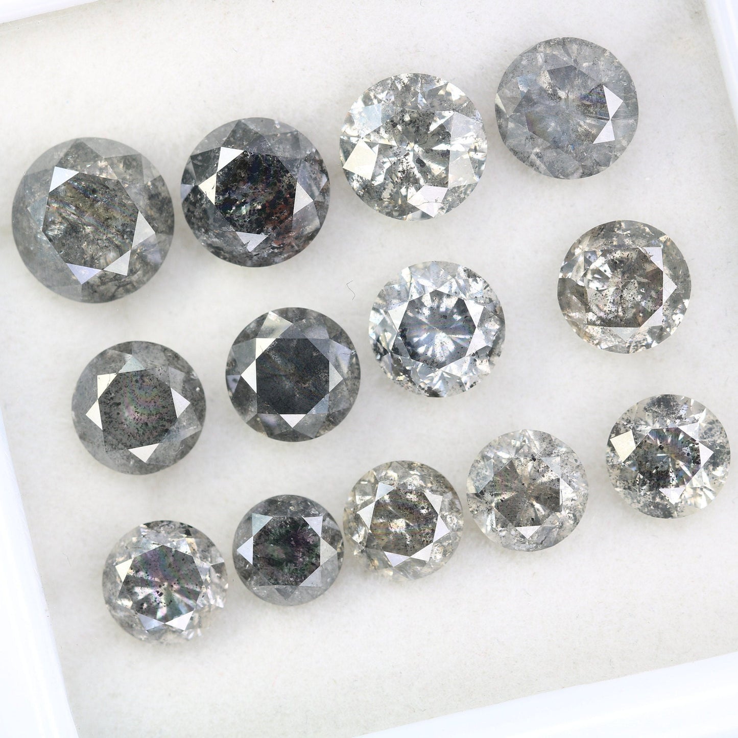 1.01 CT To 2.92 CT Salt And Pepper Round Brilliant Cut Diamond | Diamond For Sale | Round Diamond Band | Round Diamond Lot | Huge Diamond