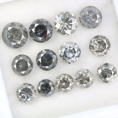 1.01 CT To 2.92 CT Salt And Pepper Round Brilliant Cut Diamond | Diamond For Sale | Round Diamond Band | Round Diamond Lot | Huge Diamond