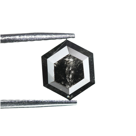 1.29 CT Hexagon Cut Salt and Pepper Diamond - Natural Hexagon Diamond - Salt and Pepper Ring - Gift for Wifey - Gift for mother - jewelry