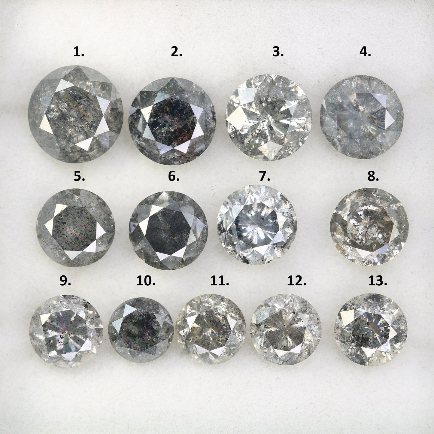 1.01 CT To 2.92 CT Salt And Pepper Round Brilliant Cut Diamond | Diamond For Sale | Round Diamond Band | Round Diamond Lot | Huge Diamond
