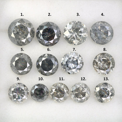 1.01 CT To 2.92 CT Salt And Pepper Round Brilliant Cut Diamond | Diamond For Sale | Round Diamond Band | Round Diamond Lot | Huge Diamond