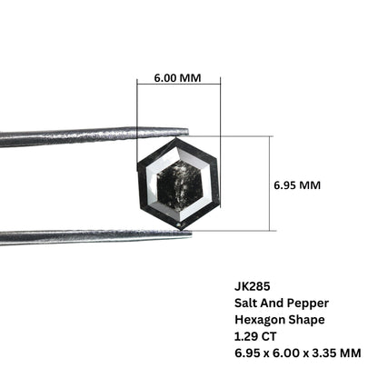 1.29 CT Hexagon Cut Salt and Pepper Diamond - Natural Hexagon Diamond - Salt and Pepper Ring - Gift for Wifey - Gift for mother - jewelry