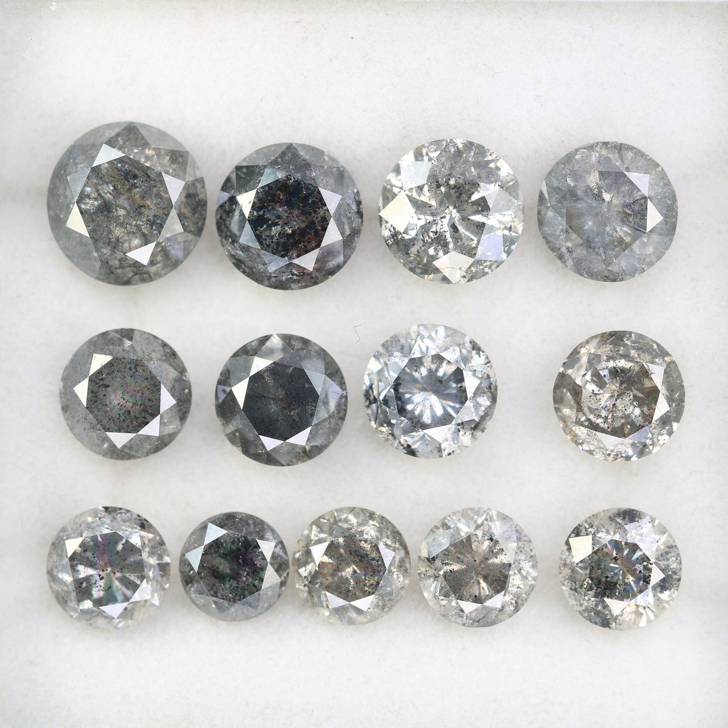 1.01 CT To 2.92 CT Salt And Pepper Round Brilliant Cut Diamond | Diamond For Sale | Round Diamond Band | Round Diamond Lot | Huge Diamond