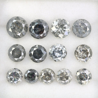 1.01 CT To 2.92 CT Salt And Pepper Round Brilliant Cut Diamond | Diamond For Sale | Round Diamond Band | Round Diamond Lot | Huge Diamond