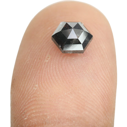 1.29 CT Hexagon Cut Salt and Pepper Diamond - Natural Hexagon Diamond - Salt and Pepper Ring - Gift for Wifey - Gift for mother - jewelry
