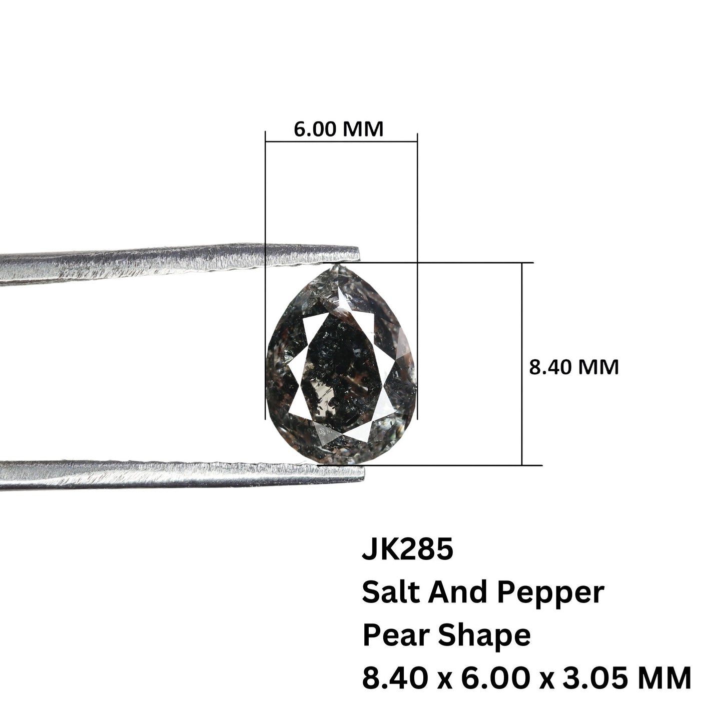 1.15 CT Loose Pear Shape Natural Salt and Pepper Fancy Diamond for Wedding Ring | Pear Halo Set Ring | Christmas Gift | Gift for Wife