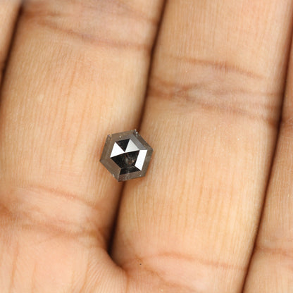 1.29 CT Hexagon Cut Salt and Pepper Diamond - Natural Hexagon Diamond - Salt and Pepper Ring - Gift for Wifey - Gift for mother - jewelry