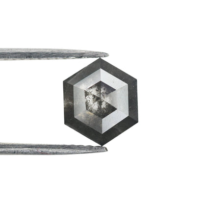 2.26 CT Hexagon Cut Salt and Pepper Diamond - Natural Hexagon Diamond - Salt and Pepper Ring - Gift for Wifey - Gift for mother - jewelry