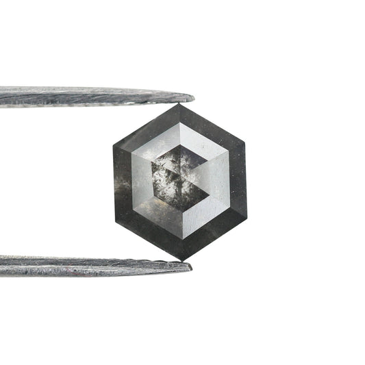 2.26 CT Hexagon Cut Salt and Pepper Diamond - Natural Hexagon Diamond - Salt and Pepper Ring - Gift for Wifey - Gift for mother - jewelry