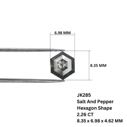 2.26 CT Hexagon Cut Salt and Pepper Diamond - Natural Hexagon Diamond - Salt and Pepper Ring - Gift for Wifey - Gift for mother - jewelry