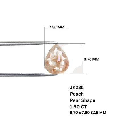 1.90 CT Polished Pear Shape Natural Peach Galaxy Diamond | Wedding Ring Gem | Pear Bezel Set Design | Perfect Gift for Her | Birthday Gift