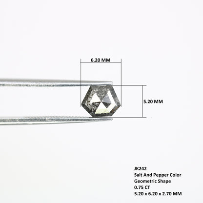 0.75 CT Salt and Pepper Natural Loose Diamond, Geometric Cut for Handmade Necklace Pendant, Diamond Bracelet Engagement Gold Ring For Women