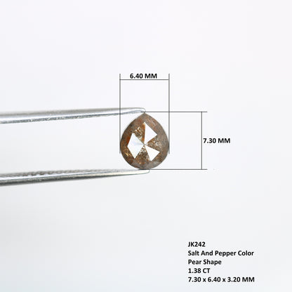 1.38 CT Brown Salt and Pepper Pear Diamond for Engagement Ring | Perfect Gift for Fiancé, Girlfriend, Wife, or Mother