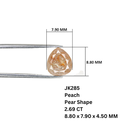 2.69 CT Fancy Peach Pear Shape Diamond | Beautiful Gem for Promise Ring | Perfect Gift for Girlfriend | Birthday Gift for Gold Ring