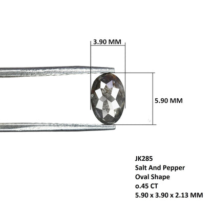 0.45 CT Oval Salt and Pepper Diamond Loose Gemstone - Natural Oval Cut for Unique Engagement Ring & Perfect Gift for Him or Her