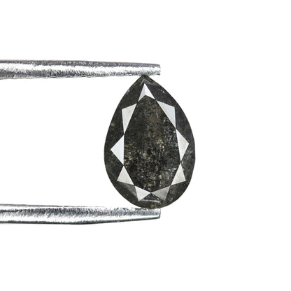 0.92 CT Pear Shape Natural Salt and Pepper Loose Galaxy Diamond for Engagement Ring | Bezel Set Pear Ring | Perfect Gift for Her or Him