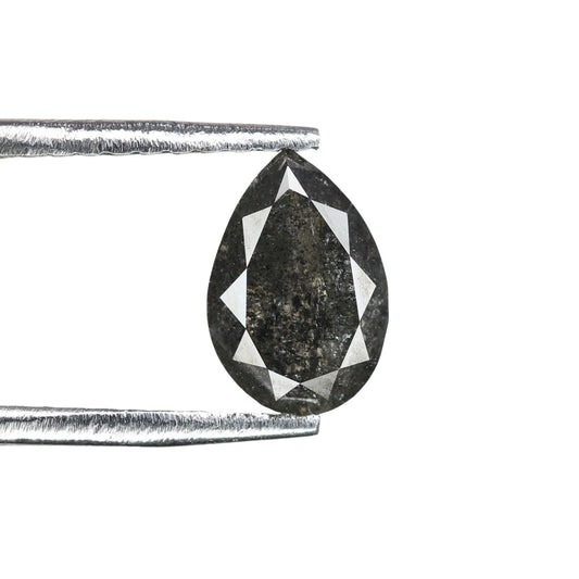 0.92 CT Pear Shape Natural Salt and Pepper Loose Galaxy Diamond for Engagement Ring | Bezel Set Pear Ring | Perfect Gift for Her or Him