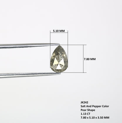 1.13 CT Pear Cut Salt And Pepper DiamondFor Gold Ring Diamonds