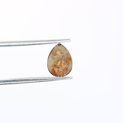 0.91 CT Rose Cut Natural Grey Pear Galaxy Diamond | Unique Engagement Ring | Gold Ring | Natural Diamond Jewelry