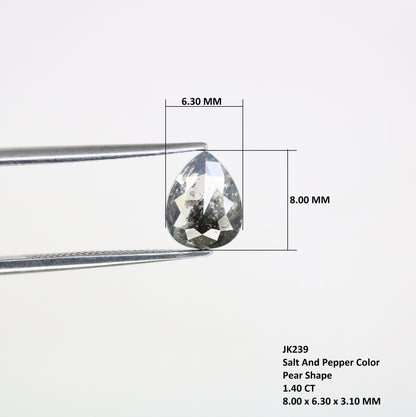 1.40 CT Natural Grey Pear Cut Salt and Pepper Diamond | Loose Real Gem for Birthday Gift | Perfect for Daughter, Mom, or Wife
