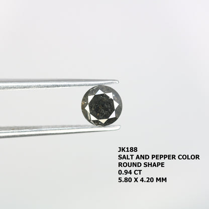 0.94 CT Loose Salt and Pepper Round DiamondFor Gold Ring Diamonds