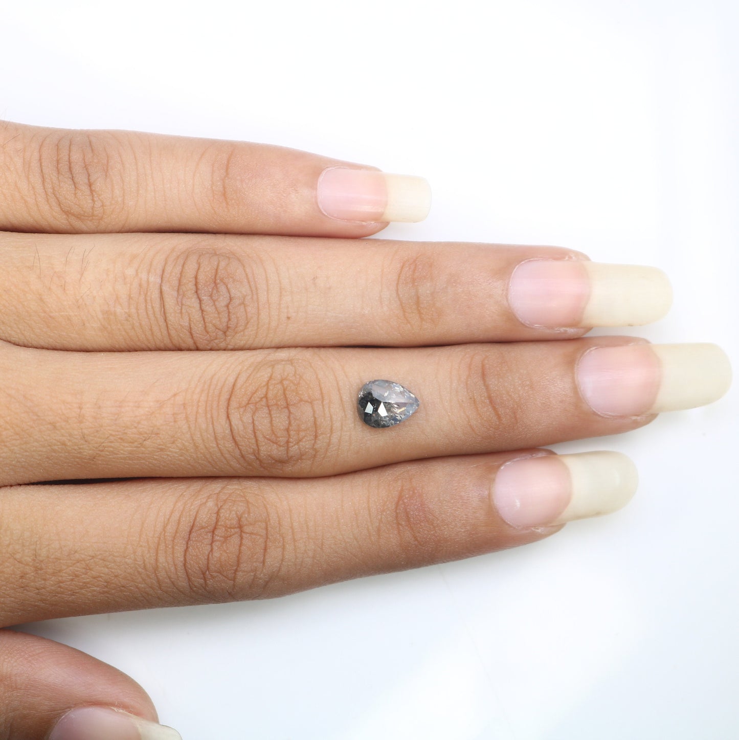 1.40 CT Natural Grey Pear Cut Salt and Pepper Diamond | Loose Real Gem for Birthday Gift | Perfect for Daughter, Mom, or Wife