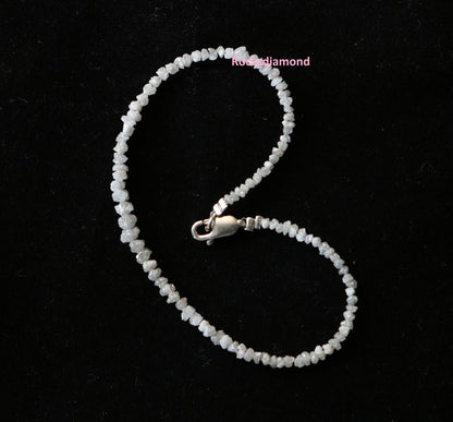 Natural Raw Rough Diamond Beads | One-of-a-Kind Art Deco Retro Necklace | Unique Vintage Crystal Jewelry & Handmade Craft Supplies for Women