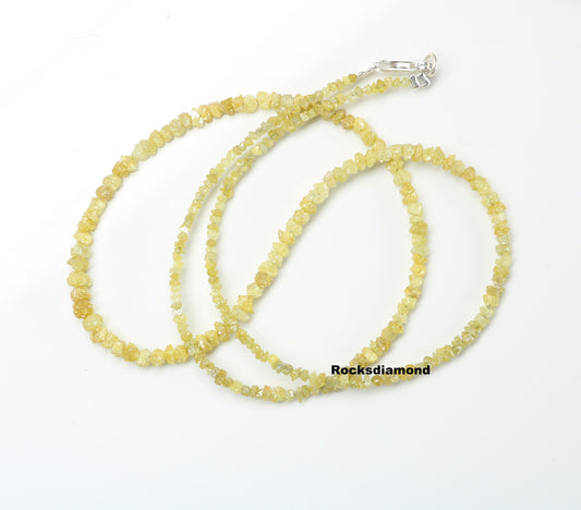 Natural Raw Rough Yellow Diamond Beads | One-of-a-Kind Art Deco Retro Necklace | Unique Vintage Crystal Jewelry Craft Supplies for Women