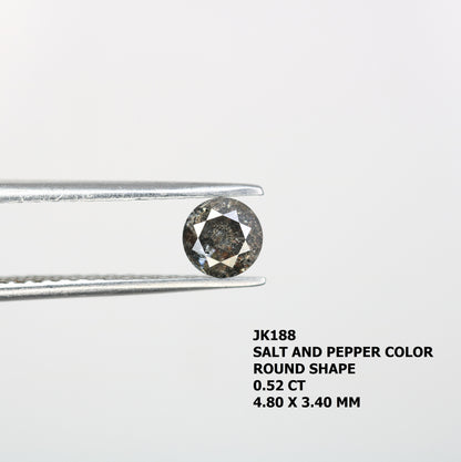0.52 CT Salt and Pepper Round Diamond for RingFor Gold Ring Diamonds