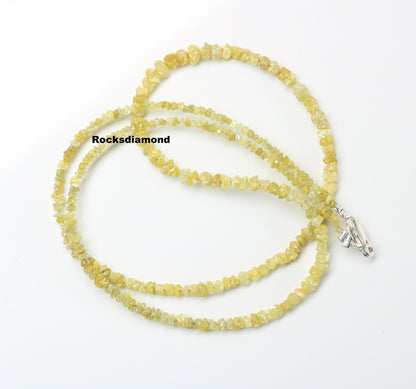 Natural Raw Rough Yellow Diamond Beads | One-of-a-Kind Art Deco Retro Necklace | Unique Vintage Crystal Jewelry Craft Supplies for Women