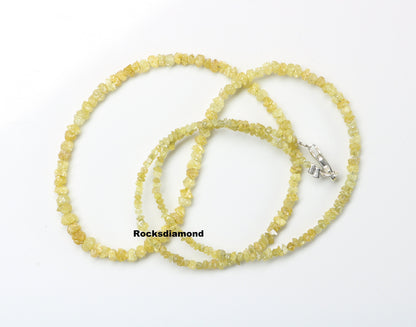 Natural Raw Rough Yellow Diamond Beads | One-of-a-Kind Art Deco Retro Necklace | Unique Vintage Crystal Jewelry Craft Supplies for Women