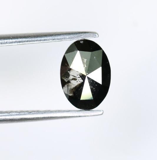 7mm 0.66 CT Natural Loose Black Oval Cut Diamond - Unique Antique Style Gift for Him & Distinctive Diamond Jewelry