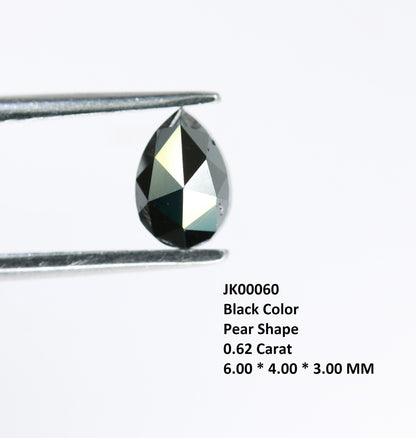 0.62 CT 6 MM Black Pear Shaped Diamond For Engagement RingFor Gold Ring Diamonds