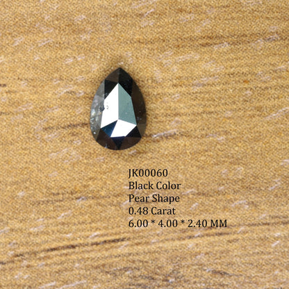 0.48 CT Black Pear Cut 6 MM Real Loose Polished Fancy Diamond For Engagement Ring, GIft for Your Loved OnesFor Gold Ring Diamonds