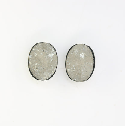 Natural Loose Oval Cut Pair Diamond Salt And Pepper Oval Cut Diamond Natural Diamond Black Grey Oval Rose Cut Diamond Diamonds