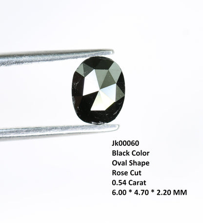 0.54 CT Rose Cut Oval Black Diamond 6 MM - Perfect for Engagement Ring, Anniversary, or Birthday Gift & Gold Ring Jewelry for Her