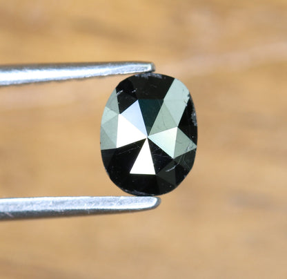 0.54 CT Rose Cut Oval Black Diamond 6 MM - Perfect for Engagement Ring, Anniversary, or Birthday Gift & Gold Ring Jewelry for Her